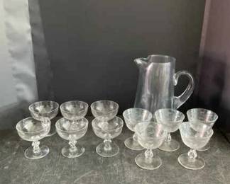 Vintage Glassware With Pitcher