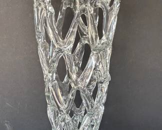 Lead Crystal Open Lattice Web Vase