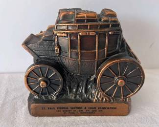 Vintage Banthrico Inc Stagecoach Metal Coin Bank