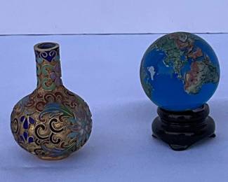 Planet Earth Marble with Mini Cloisinne Vase