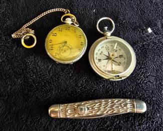 Mens Eglin Pocket Watch, Compass  Knife