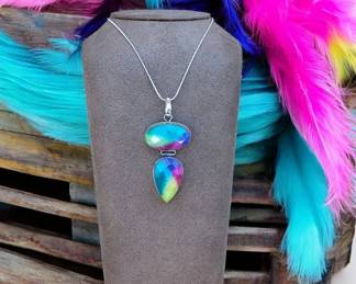 Rainbow Solar Quartz Double Pendant Necklace Tested 