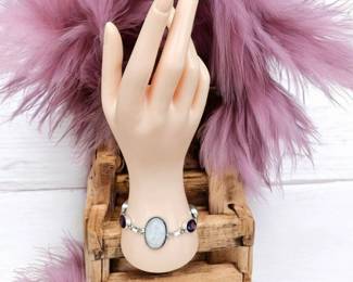 Rainbow Moonstone Amethyst Bracelet  Tested