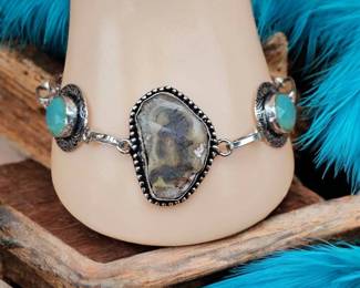 Montana Agate Fire Opal Bracelet  Tested 