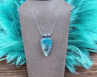 Reverse Teardrop Chrysocolla Necklace Tested 