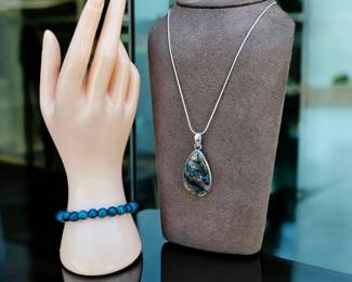 Chrysocolla Necklace Blue Apatite Bracelet  Tested 