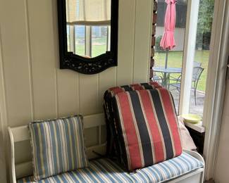 Bench with storage and cushion with a pillow 