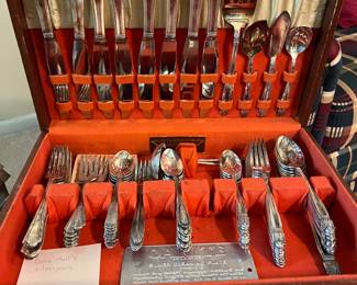 Silver plated silverware in case 