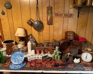 Primitives, rusty  kitchen decor.  
