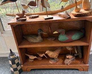 Hand carved decoys and shore birds 