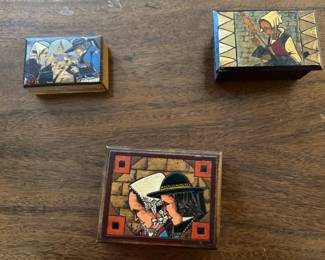 Quimper Wood Trinket Boxes. 