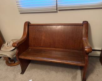 Antique 4 ft oak Church pew