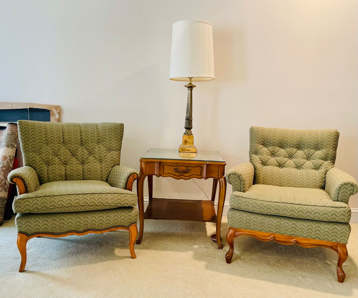 Beautiful MCM chairs in moss green