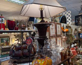 pumpkins, clipper ship, glass ware