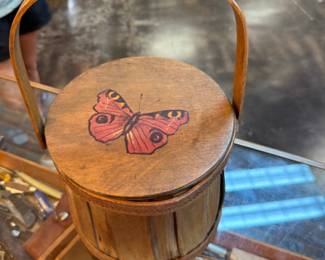 Vintage Wooden Sewing Basket