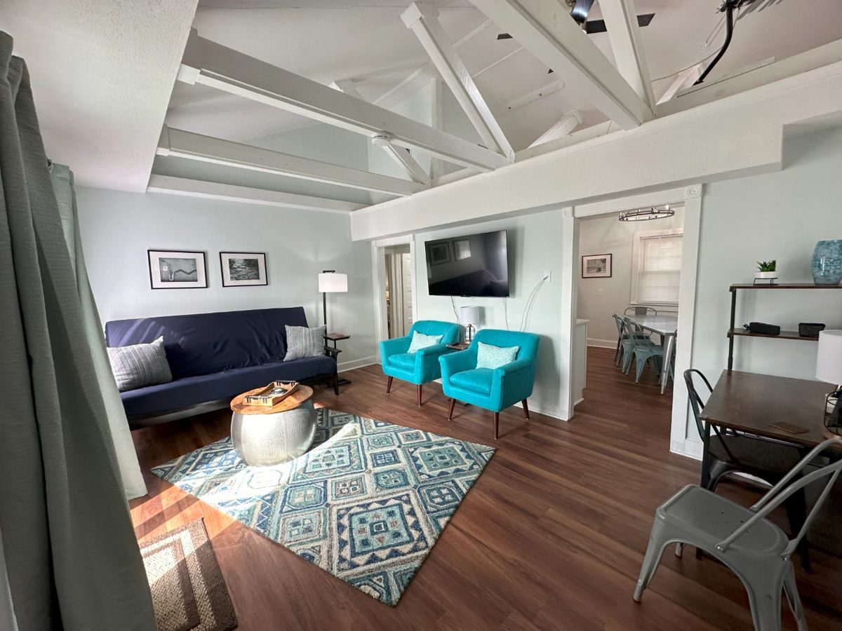 Living Room Furniture, Rugs, Desk, decor, TV and chairs