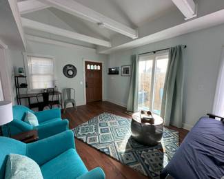 Desk and living room 