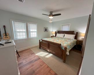 King bed and instruments, furniture and speakers