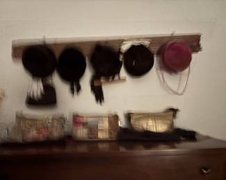 Vintage hats and coach purses in original bags