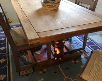 Vintage hand crafted solid wood farm style table. 
29 1/2 inches tall x 3 foot wide x 62 inches long