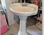 Pedestal Sink with Shell Motif (excludes faucet).  