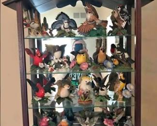 Lenox Porcelain Bird Figurines Glass Case 