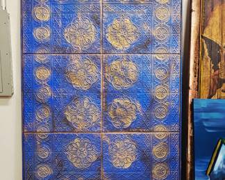 Tin metal art. Made from old ceiling tiles 
