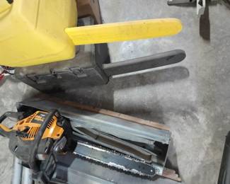 Chain saws and foldable saw horses