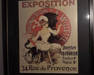 French vintage ad art prints, framed. 