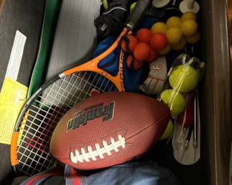 Various sports items including fencing gear (Sabre, electric kit, dry kit, helmets, etc)