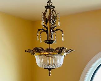Rococo Revival bronze and crystal chandelier 