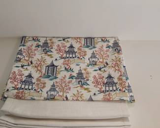 Pair of Roman Shades with Chinoiserie Style Valance