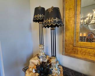 Pair of Buffet Lamps with metal shades