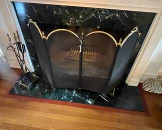 Fireplace screen and tool set