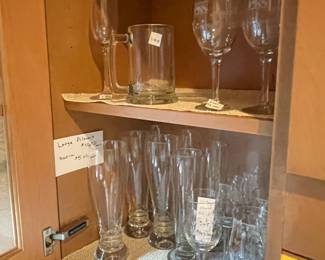 Pilsner glasses and wines