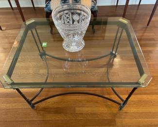 Glass Coffee table with Waterford crystal bowl