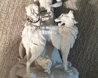 FLORENCE ITALY GIUSEPPE ARMANI RETIRED FIGURINE LADY WITH TWO DOGS 15” Porcelain