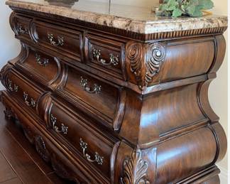 Bedroom set - Bombay Style pieces with marble tops - by Forbidden City