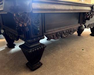 Stunning Pool Table by Goldenwest Billiard Mfg. Legend Series "King David" 8ft standard in Old World Maple, drop pockets, large square legs.