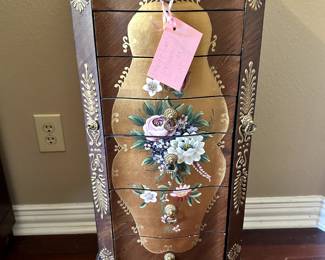 Hand-painted wood jewelry cabinet