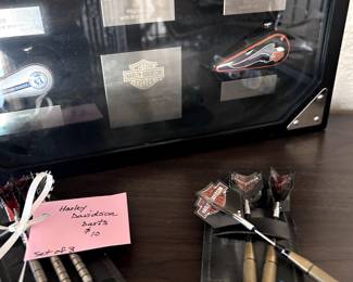 Harley Davidson Collector - bottle openers, darts, gear shift linkages, decals, deluxe Dart Board.