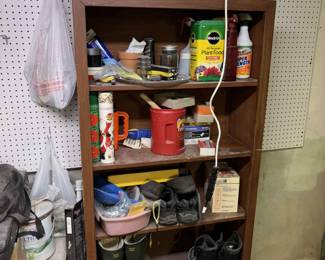 basement shelf with boots