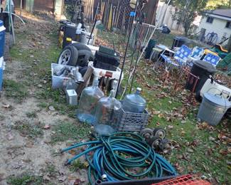 Garden Stakes. Castors. hoses. fencing.