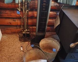 Fireplace Set. Ash Bucket. Galvanized Pail
