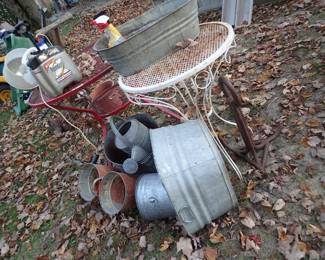 Galvanized Containers. Metal Tables