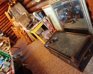 Trunk. Mirrors. Enamel Kitchen Table. 