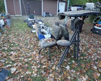 Hunting Chairs. Gun Sighting in Table. Stove Parts. 
