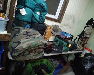 Sleeping Bags. Gloves. Hats. Coat Rack. Boots. 