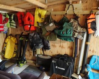 Life Jackets. GOAL ZERO Power Panels in carrying bag. Goal Zero Stands. 