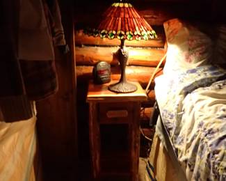 2 Log Side Tables. Lamps. 